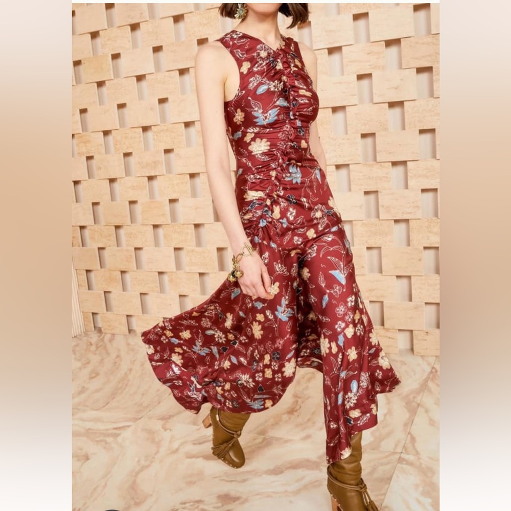 Ulla Johnson Alma Floral Silk Midi-Dress